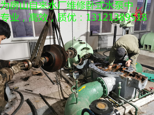 图为：为北京某自来水厂维修大型卧式水泵
